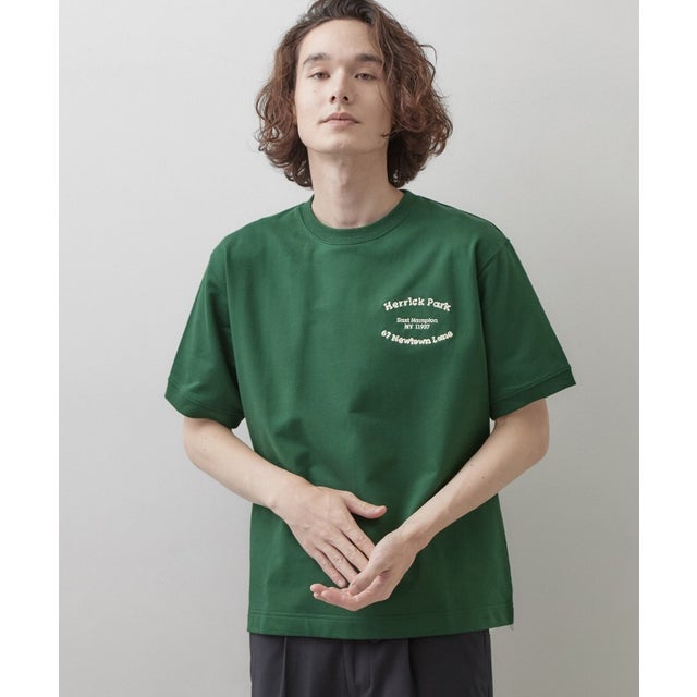 ロゴ刺繍ミニ裏毛Tシャツ （グリーン(024)）