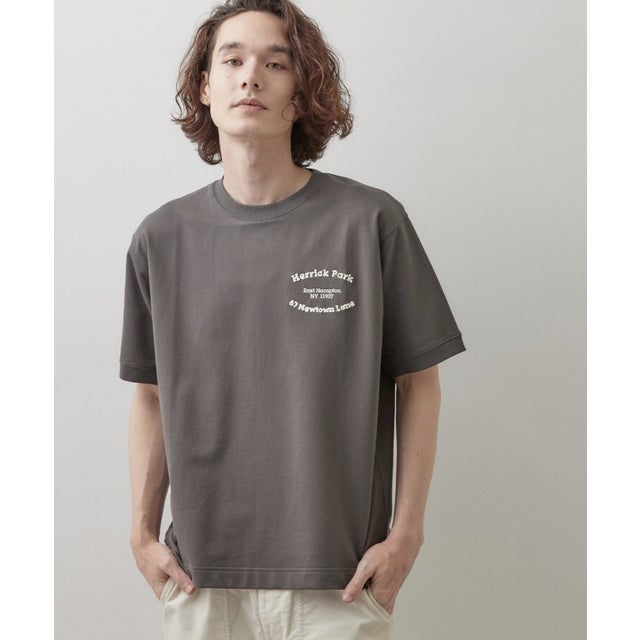 ロゴ刺繍ミニ裏毛Tシャツ （チャコールグレー(014)）