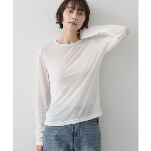 クルーネックシアーロングTシャツ （オフホワイト(003)）
