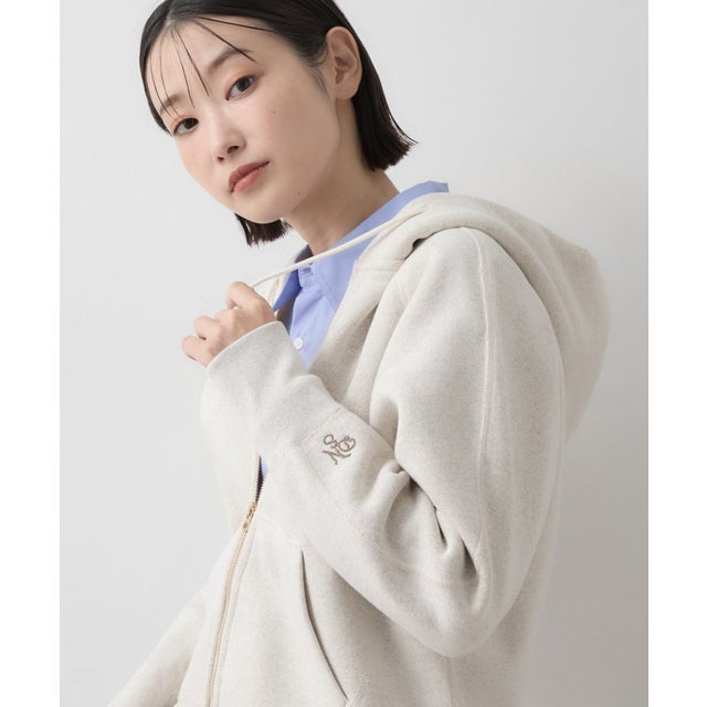 吊り編み裏起毛 ジップパーカ （ライトベージュ(051)）