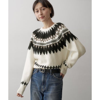 【洗える】ウール混フェアアイル求心柄ニット （グレー(512)）｜詳細画像