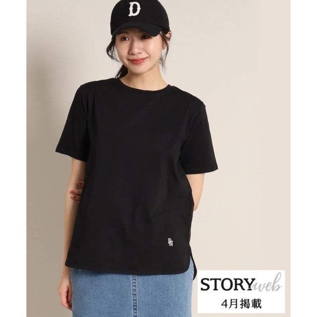 【レイヤード・一枚着・プチプラ】シャツテールTシャツ （ブラック(019)）