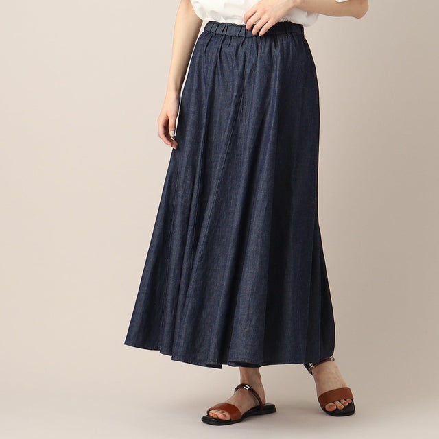 
                    綿麻デニム切替スカート（XS～L） （ネイビー(094)）
