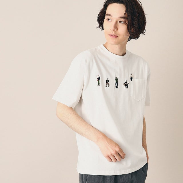 
                    【ユニセックス】ピープル刺繍Tシャツ （ホワイト(001)）