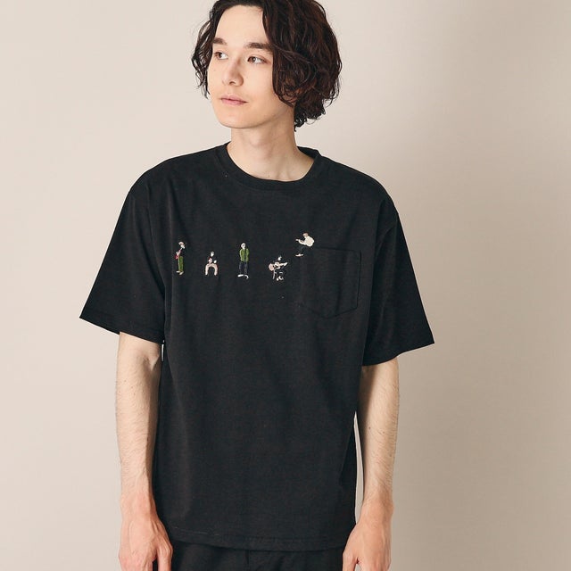 
                    【ユニセックス】ピープル刺繍Tシャツ （ブラック(019)）