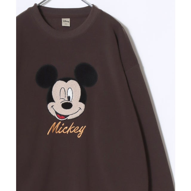 ★Disney/キャラクタースウェット ミッキー/ミニー/ トイ・ストーリー/スリンキードック/ズートピア/チップとデール/101匹わんちゃん / ベイマックス オーバーサイズ ワンポイント サガラ刺繍 スウェットトレーナー レディース メンズ ユニセックス