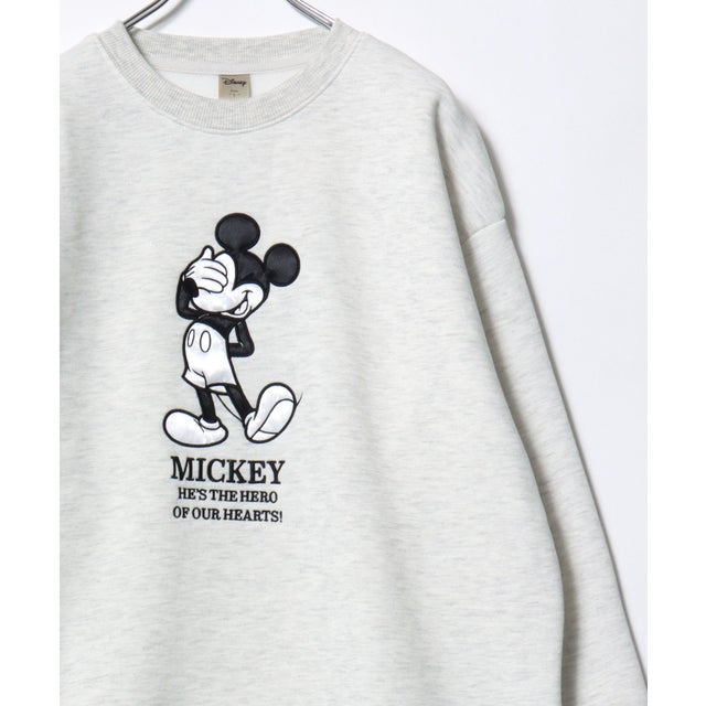 ★Disney/キャラクタースウェット ミッキー/ミニー/ トイ・ストーリー/スリンキードック/ズートピア/チップとデール/101匹わんちゃん / ベイマックス オーバーサイズ ワンポイント サガラ刺繍 スウェットトレーナー レディース メンズ ユニセックス