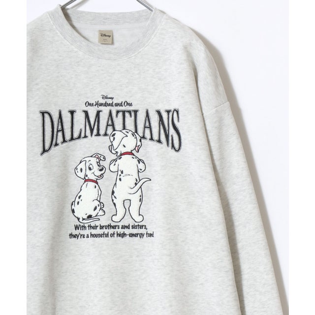 ★Disney/キャラクタースウェット ミッキー/ミニー/ トイ・ストーリー/スリンキードック/ズートピア/チップとデール/101匹わんちゃん / ベイマックス オーバーサイズ ワンポイント サガラ刺繍 スウェットトレーナー レディース メンズ ユニセックス