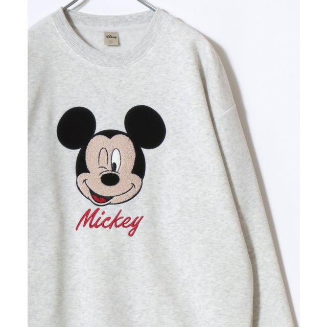 ★Disney/キャラクタースウェット ミッキー/ミニー/ トイ・ストーリー/スリンキードック/ズートピア/チップとデール/101匹わんちゃん / ベイマックス オーバーサイズ ワンポイント サガラ刺繍 スウェットトレーナー レディース メンズ ユニセックス
