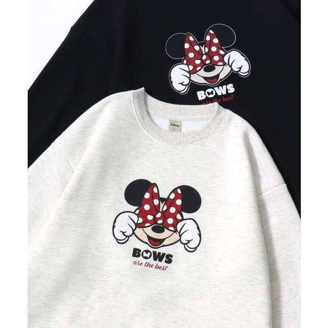 ★Disney/ミッキーマウス・ミニーマウス オーバーサイズ 裏起毛 プリント スウェット トレーナー/レディース メンズ ユニセックス 秋冬 トップス