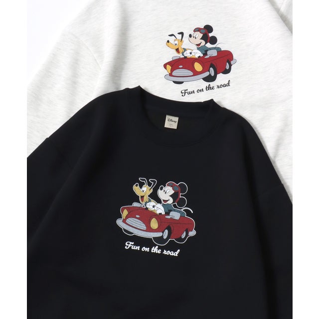 別注 ミッキーマウス・ミニーマウス オーバーサイズ 裏起毛 プリント スウェット トレーナー/レディース メンズ （ブラック系その他5）