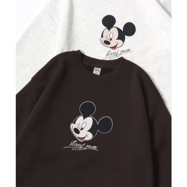 ★Disney/ミッキーマウス・ミニーマウス オーバーサイズ 裏起毛 プリント スウェット トレーナー/レディース メンズ ユニセックス 秋冬 トップス