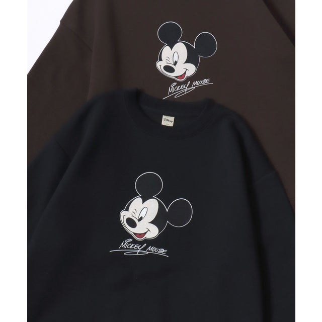 ★Disney/ミッキーマウス・ミニーマウス オーバーサイズ 裏起毛 プリント スウェット トレーナー/レディース メンズ ユニセックス 秋冬 トップス