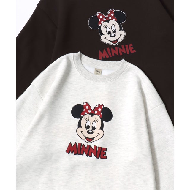 ★Disney/ミッキーマウス・ミニーマウス オーバーサイズ 裏起毛 プリント スウェット トレーナー/レディース メンズ ユニセックス 秋冬 トップス