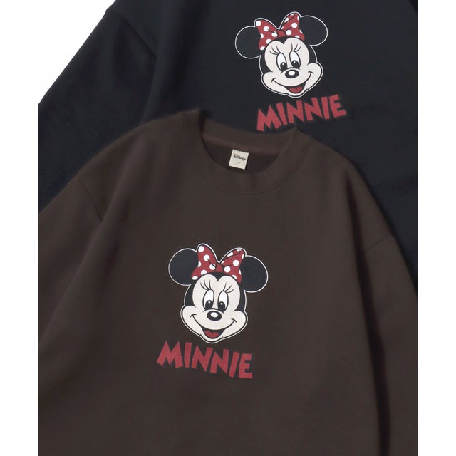★Disney/ミッキーマウス・ミニーマウス オーバーサイズ 裏起毛 プリント スウェット トレーナー/レディース メンズ ユニセックス 秋冬 トップス