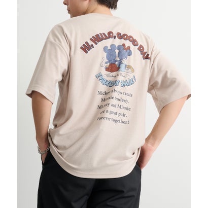ミッキー＆ミニー プリントTシャツ 吸汗速乾/イージーケア COOLMAX 6277-6804 MNY （ベージュ）｜詳細画像