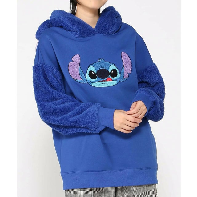 プルオーバー フーディー ボアパーカー レディース ふわふわ もこもこ 防寒 秋 冬 DISNEY （ブルー）