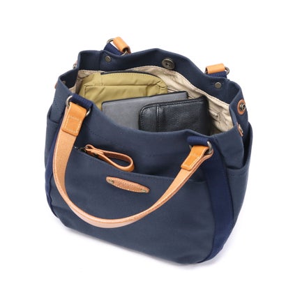 ダコタ Dakota トートバッグ レディース 布 キャンバス 小さめ Dakota バッグ ブランド 無地 シンプル 軽量 帆布 本革 横型 カジュアル 日本製 B5 シンピット 1531731 （ネイビー）｜詳細画像