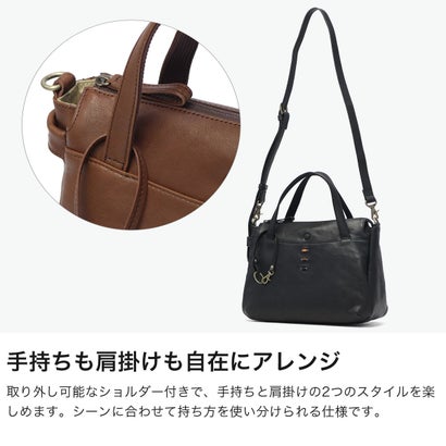 トートバッグ レディース ハンドル ファスナー付き 2way かわいい バッグ ハンドバッグ ショルダーバッグ ブランド 自立 本革 革 新作 2026 ハグ 1035020 （ブラック）｜詳細画像