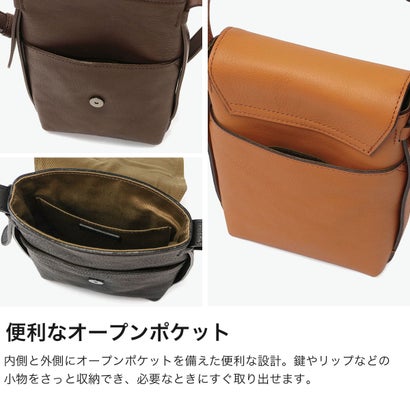 ショルダーバッグ レディース 小さめ ブランド 斜めがけバッグ 斜めがけ レザー 本革 革 おしゃれ コンパクト ミニショルダー 軽い 軽量 日本製 リバティ 1033467 （オーク×チョコ）｜詳細画像