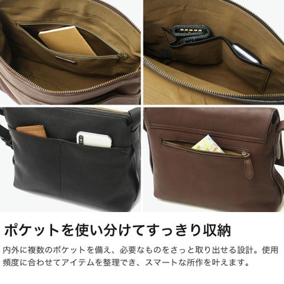ショルダーバッグ レディース ブランド バッグ 斜めがけ 大人 上品 本革 牛革 レザー 斜めがけバッグ カジュアル おしゃれ シンプル B5 日本製 リバティ 1033462 （オーク×チョコ）｜詳細画像