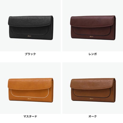 長財布 レディース 財布 大容量 本革 ブランド かわいい 軽い かぶせ おしゃれ 牛革 レザー ウォレット 小銭入れ カード収納 小銭入れ仕切り イルベーネ 0032322 （ブラック）｜詳細画像