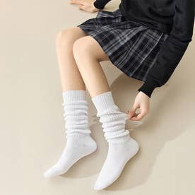 【訳あり新品】ふわくしゅルーズソックス ミドルタイプ （ホワイト）