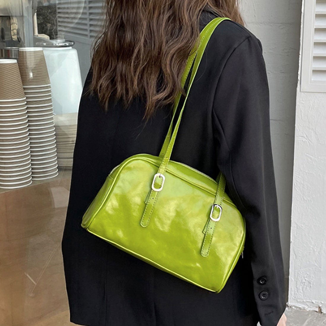 デューリリー Dewlily ミニボストンバッグ 鞄 レディース 韓国ファッション 10代 20代 30代 オフィスカジュアル ショルダーバッグ  大容量 シンプル プレゼント スクール （グリーン） -ファッション通販 FASHION WALKER