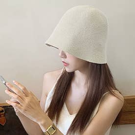 チューリップハット 韓国ファッション 10代 20代 30代 バケットハット サーモニット レディース 帽子 深め 涼しい 無地 かわいい カジュアル （ホワイト）