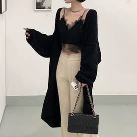 ロングカーディガン 韓国ファッション 10代 20代 30代 大人っぽい 羽織りやすい ロング丈 紫外線対策 エアコン対策 オシャレ カジュアル （ブラック）