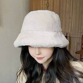 ボアバケットハット レディース 10代 20代 30代 韓国ファッション カジュアル 可愛い 大人 秋 冬 おしゃれ 帽子 シンプル もこもこ 無地 （ホワイト）
