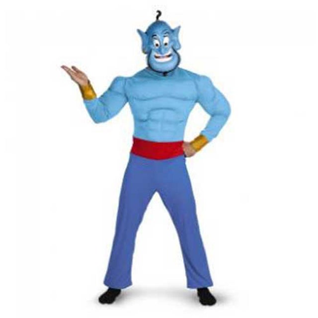 ハロウィン コスプレ ディズニー DISNEY アラジン ランプの魔人ジーニー 大人用 コスチューム 5955 n70818【返品不可商品】 （ブルー）