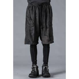 Uneven Dyed Linen x Rayon Baggy Shorts （PEAT BLACK）
