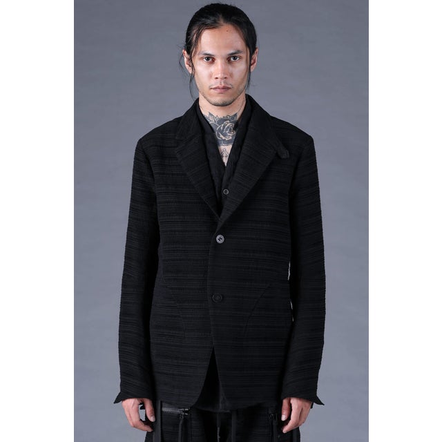 Velour Random Border Jacquard Tailored Jacket （BLACK）