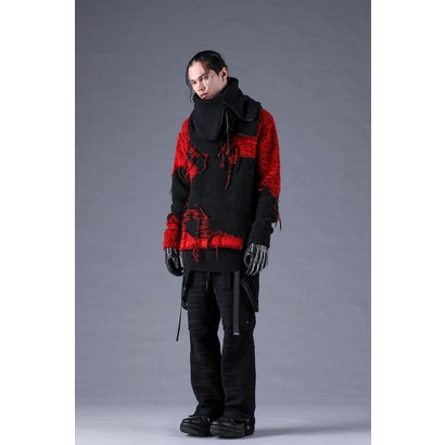 Velour Random Border Jacquard Painter Pants （BLACK）｜詳細画像