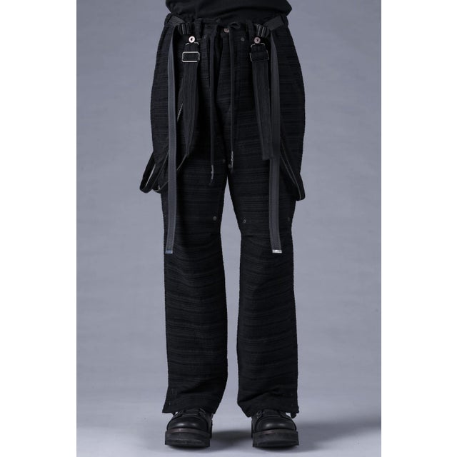 Velour Random Border Jacquard Painter Pants （BLACK）