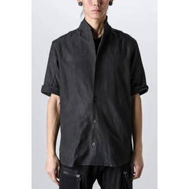 Uneven Dyed Linen x Rayon Tailored Shirt Jacket （PEATBLACK）