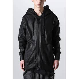 Untwisted Fleece-Lined Coating Hooded Jacket （BLACK）