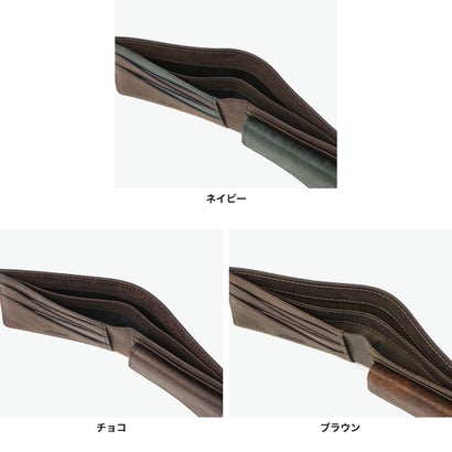 二つ折り財布 メンズ 本革 薄型 ブランド 大人 レザー ウォレット 小銭入れあり 折財布 コンパクト 小さめ セディメント 0622001 （ネイビー）｜詳細画像