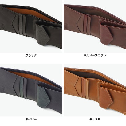 二つ折り財布 メンズ レディース 本革 ブランド 小銭入れあり 小さい 財布 大人 牛革 革 レザー 軽量 コンパクト ウォレット 札 小銭 カード パルモ 0621900 （ネイビー）｜詳細画像