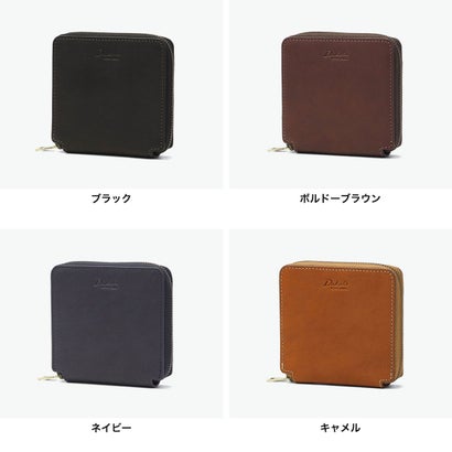 二つ折り財布 メンズ レディース box型小銭入れ 本革 札 ラウンドファスナー ブランド 牛革 レザー ウォレット コンパクト 小さめ 大人 軽量 パルモ 0621902 （キャメル）｜詳細画像