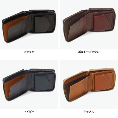 二つ折り財布 メンズ レディース box型小銭入れ 本革 札 ラウンドファスナー ブランド 牛革 レザー ウォレット コンパクト 小さめ 大人 軽量 パルモ 0621902 （キャメル）｜詳細画像