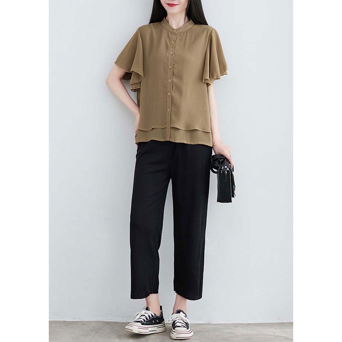 ドゥー ベル Doux Belle シャツ ブラウス レディース 半袖 シフォン