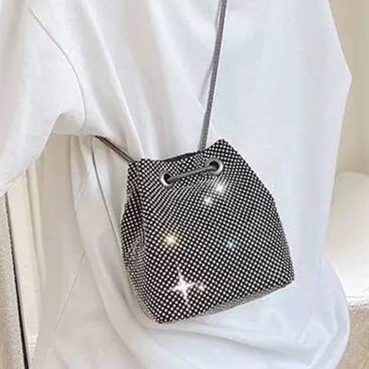 ドゥー ベル Doux Belle ラインストーン巾着ミニショルダーバッグ レディース バッグ （ブラック）｜詳細画像
