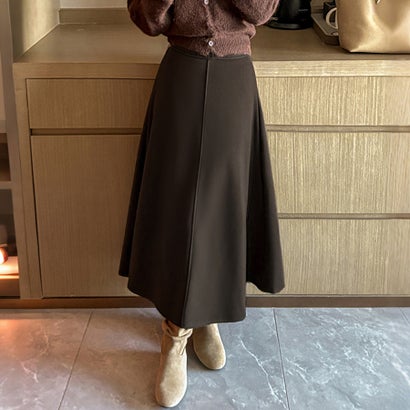 ベーシックロング丈フレアスカート レディース ボトムス （ダークブラウン）｜詳細画像