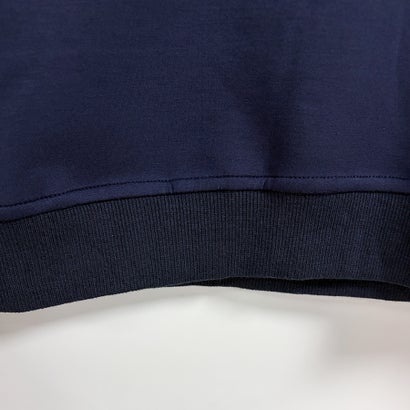 襟付きロゴ刺繍ドッキング風スウェットプルオーバー レディース トップス （ネイビー）｜詳細画像