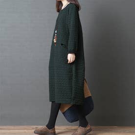 バルーンシルエット ワンピース ロング （グリーン）