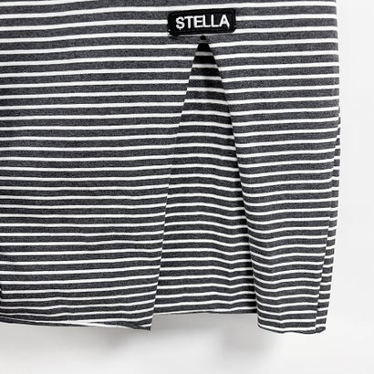 ドゥー ベル Doux Belle ボーダー柄サイドスリット長袖Tシャツ レディース トップス （ベージュ）｜詳細画像