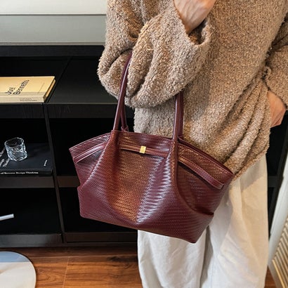 ドゥー ベル Doux Belle 型押しPUレザー2WAYトートバッグ レディース バッグ （ワインレッド）｜詳細画像
