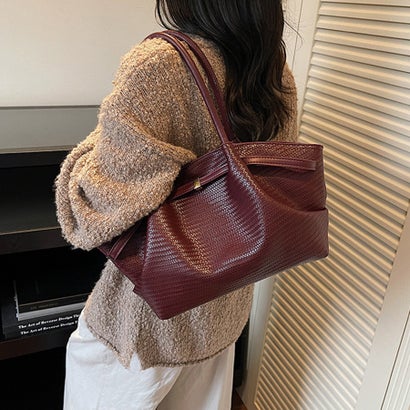 ドゥー ベル Doux Belle 型押しPUレザー2WAYトートバッグ レディース バッグ （ワインレッド）｜詳細画像